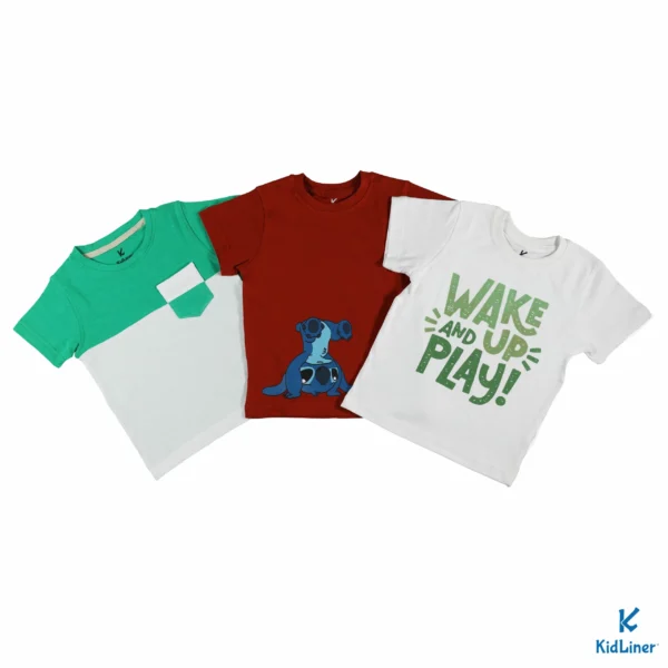 T-Shirt Set (3 Pack) "Greeny White , Stitch , Wakeup" - Image 1