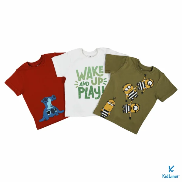T-Shirt Set (3 Pack) "Minions , Wakeup , Stitch" - Image 1